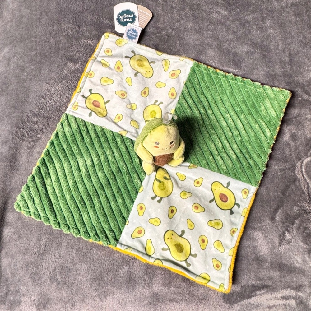 Mary Meyer Avocado Baby Lovey Security Blanket Plush Ribbed Green Yellow 44145